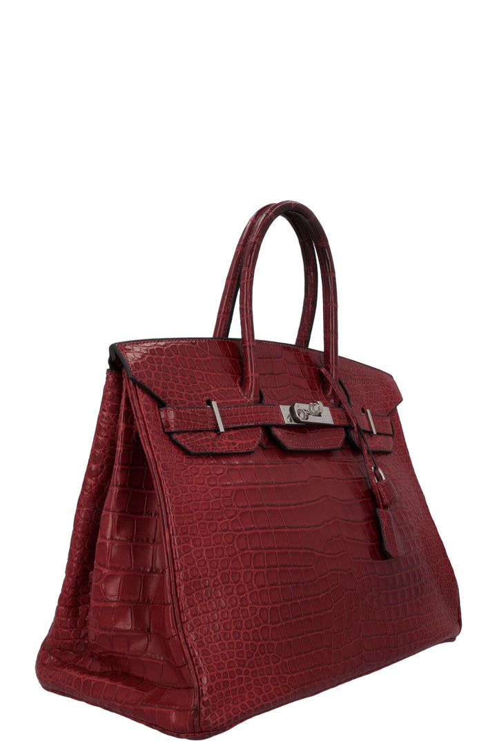 HERMÈS Birkin 35 Crocodile Porosus Matte Rouge H