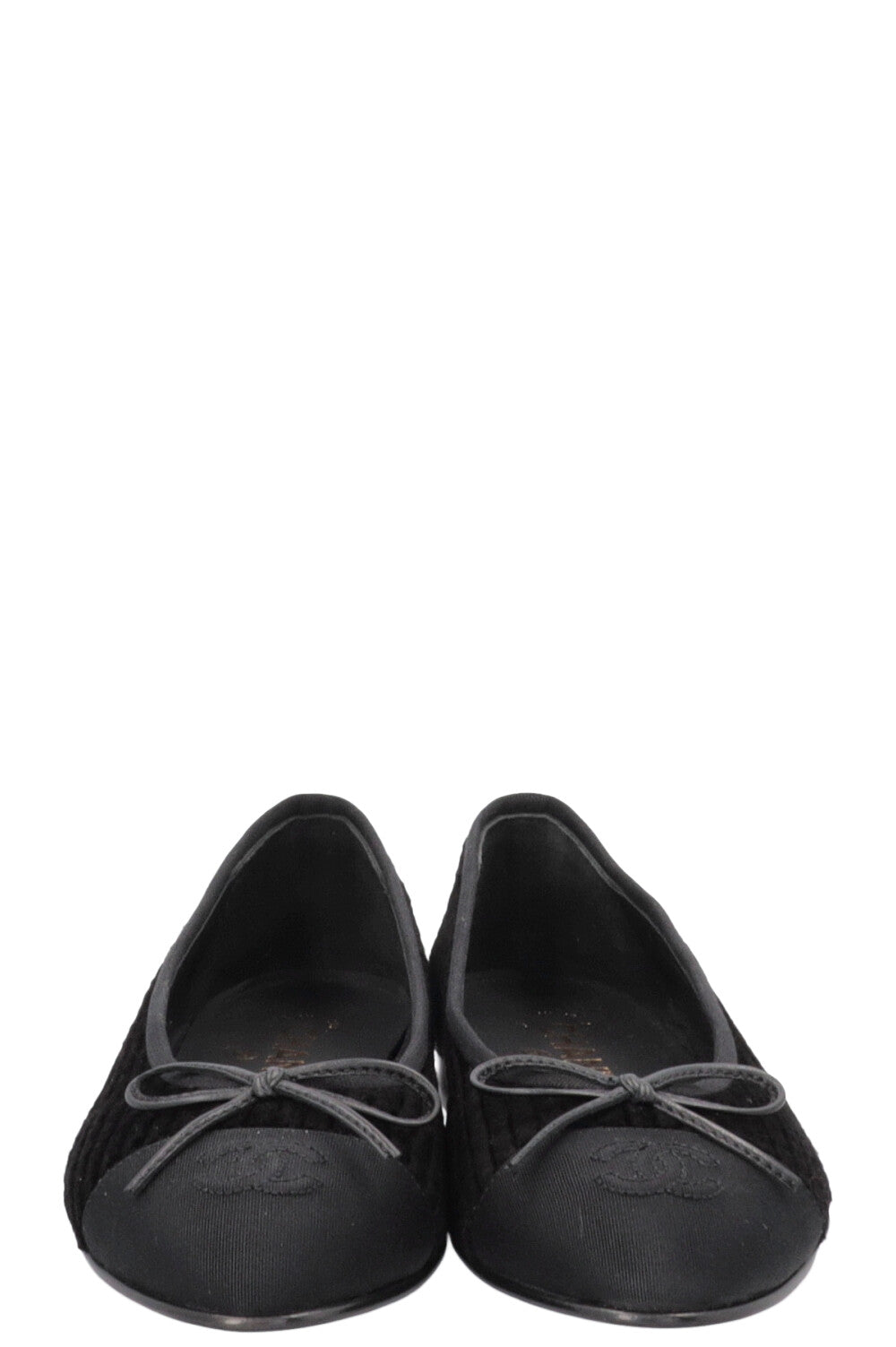 CHANEL Ballerines Classiques Velours Côtelé Noir