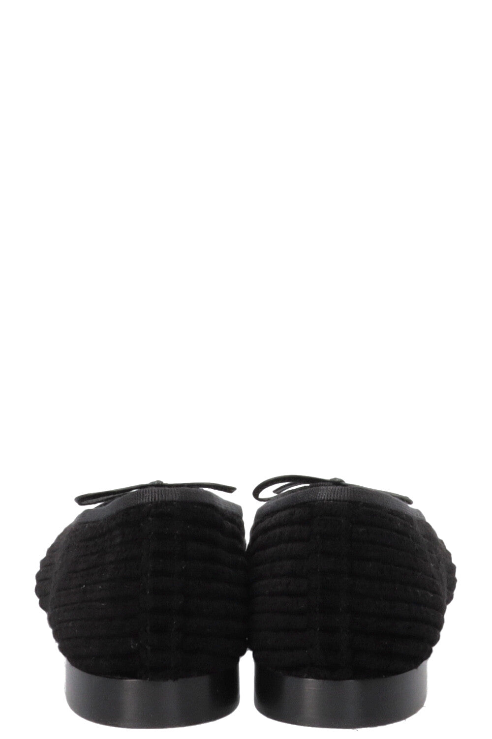 CHANEL Ballerines Classiques Velours Côtelé Noir