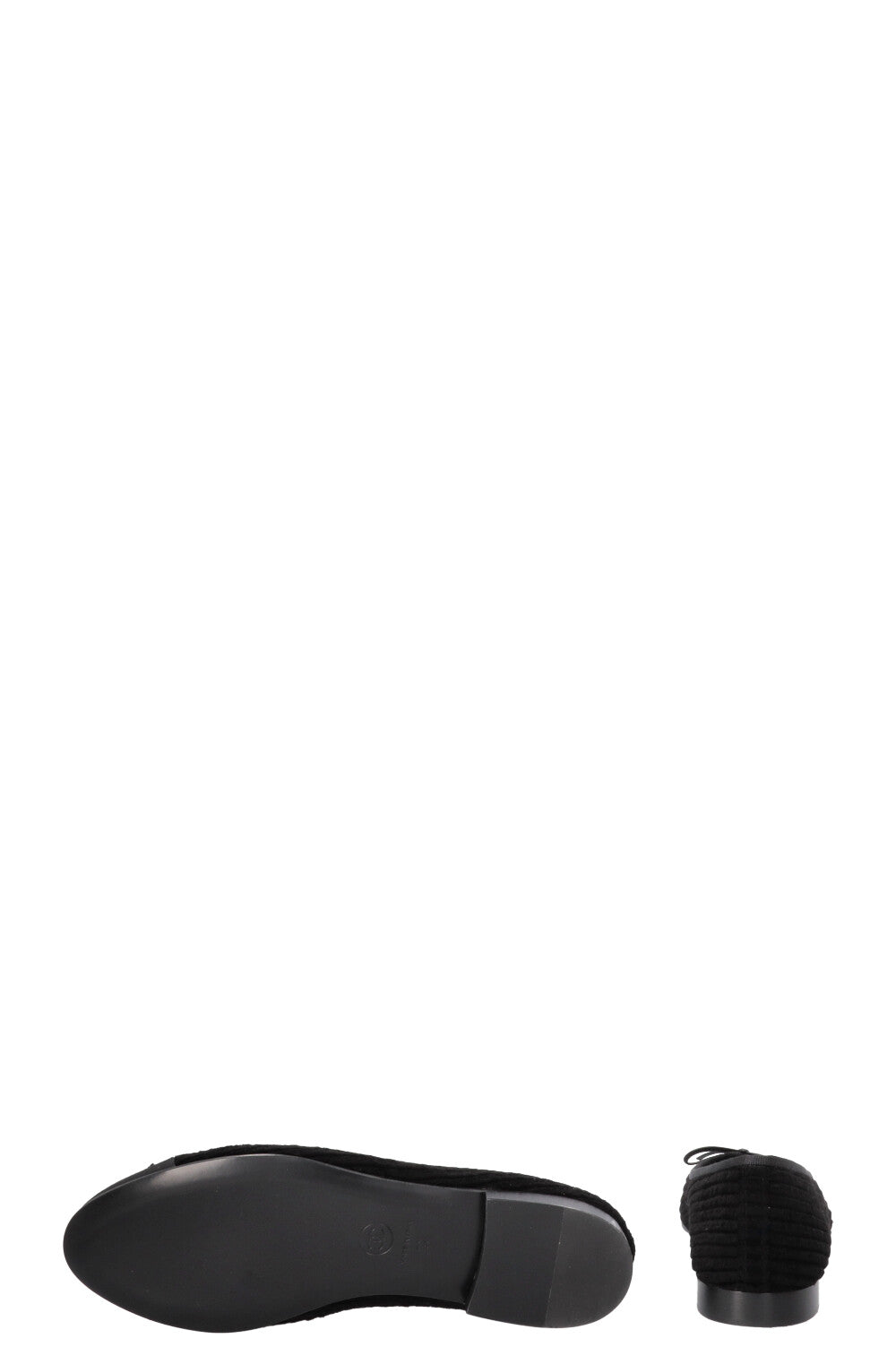 CHANEL Ballerines Classiques Velours Côtelé Noir