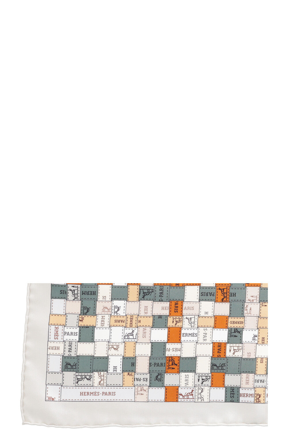 HERMÉS Bolduc Carre 90 Silk Gray Green
