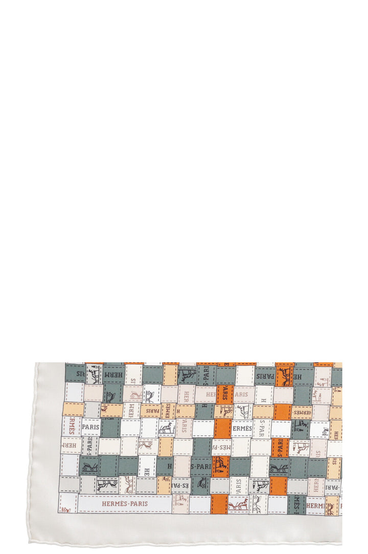 HERMÉS Bolduc Carre 90 Silk Gray Green