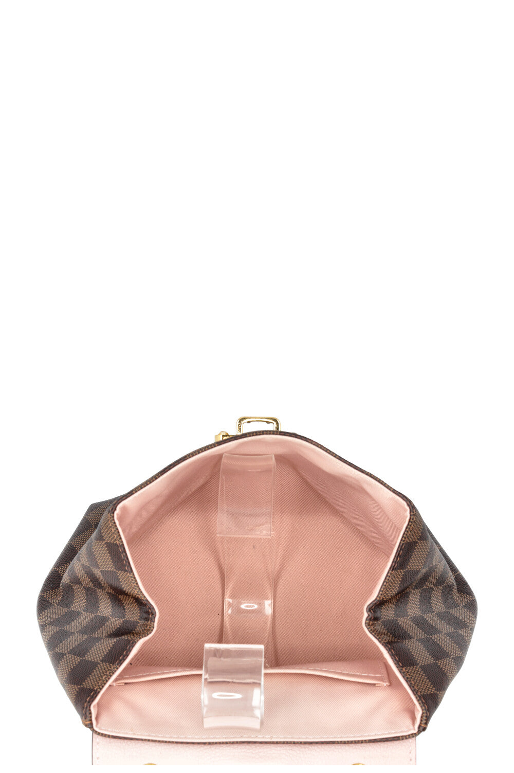 louis vuitton backpack clapton damier ebene with accessories brown/pink Bag Magnolia The Clapton features a damier ebene canvas body Louis Vuitton Damier Ebene Clapton