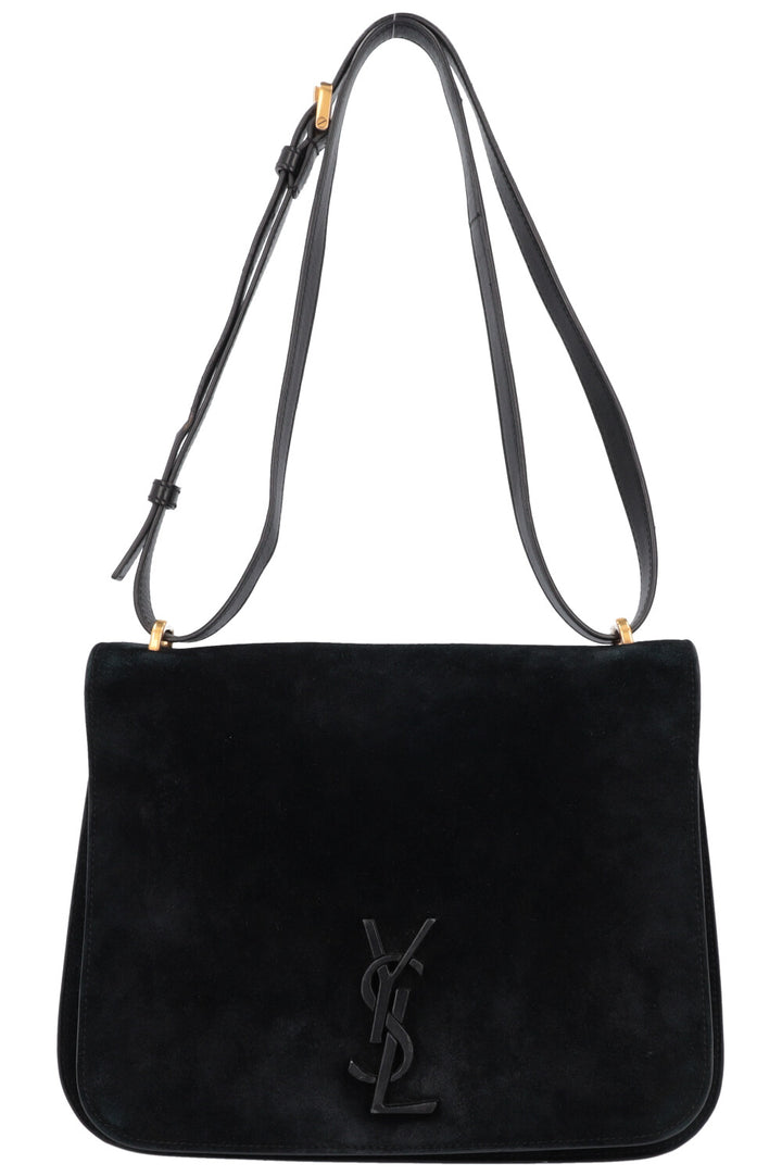 SAINT LAURENT Spontini Saddle Bag Large Suede Black