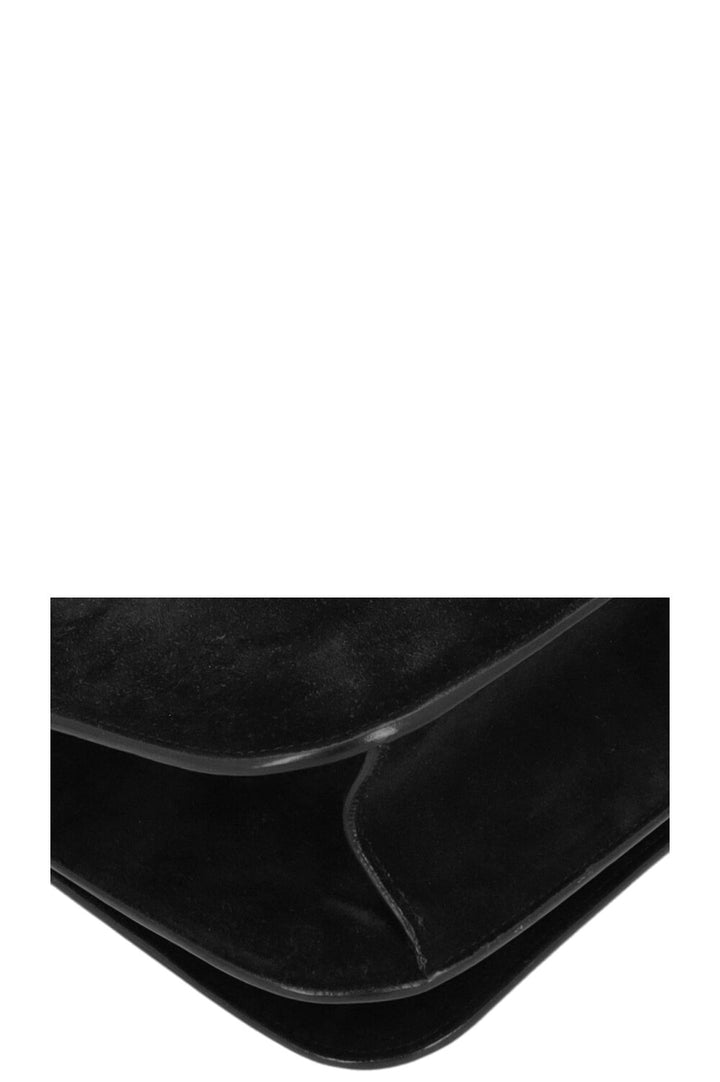 SAINT LAURENT Spontini Saddle Bag Large Suede Black