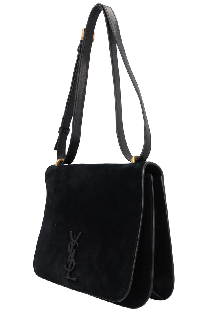 SAINT LAURENT Spontini Saddle Bag Large Suede Black