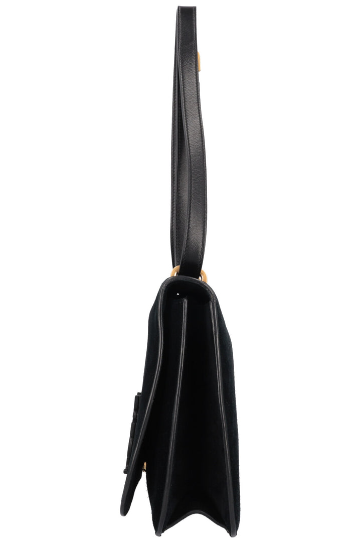 SAINT LAURENT Spontini Saddle Bag Large Suede Black