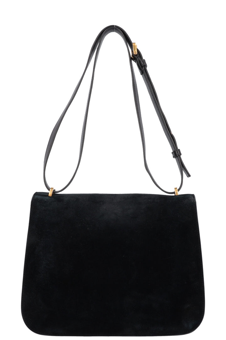 SAINT LAURENT Spontini Saddle Bag Large Suede Black