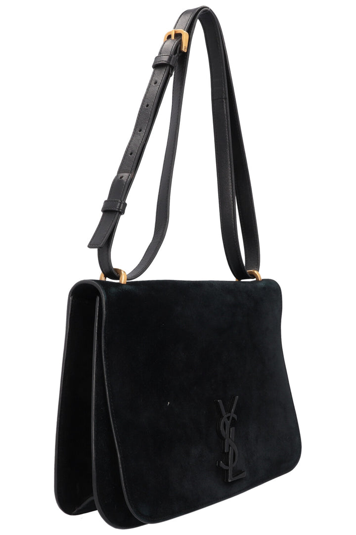 SAINT LAURENT Spontini Saddle Bag Large Suede Black