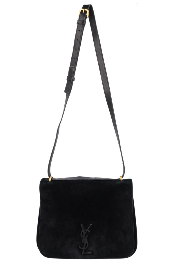 SAINT LAURENT Spontini Saddle Bag Large Suede Black