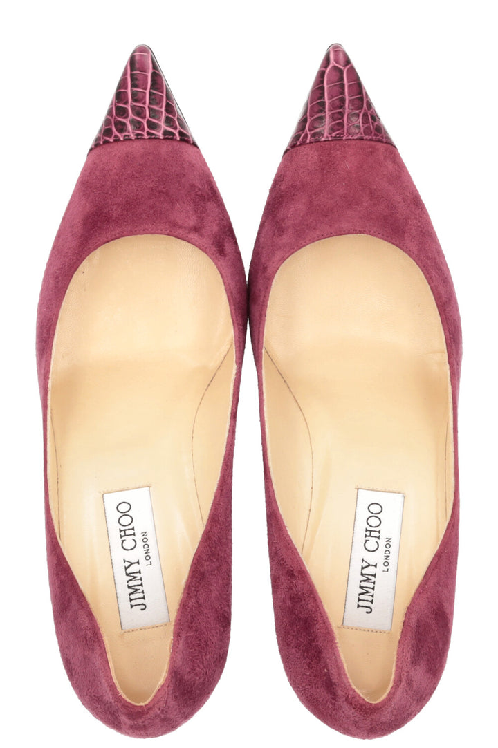 JIMMY CHOO Heels Croc Embossed Purple