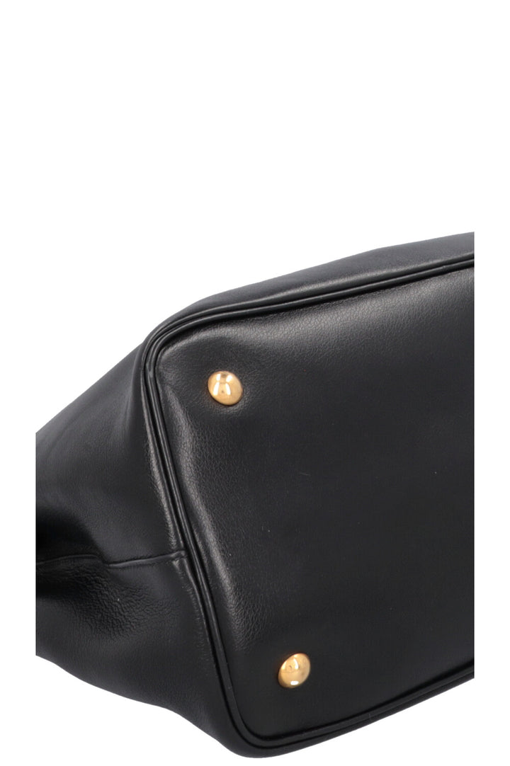 PRADA Logo Tote Bag Leather Black