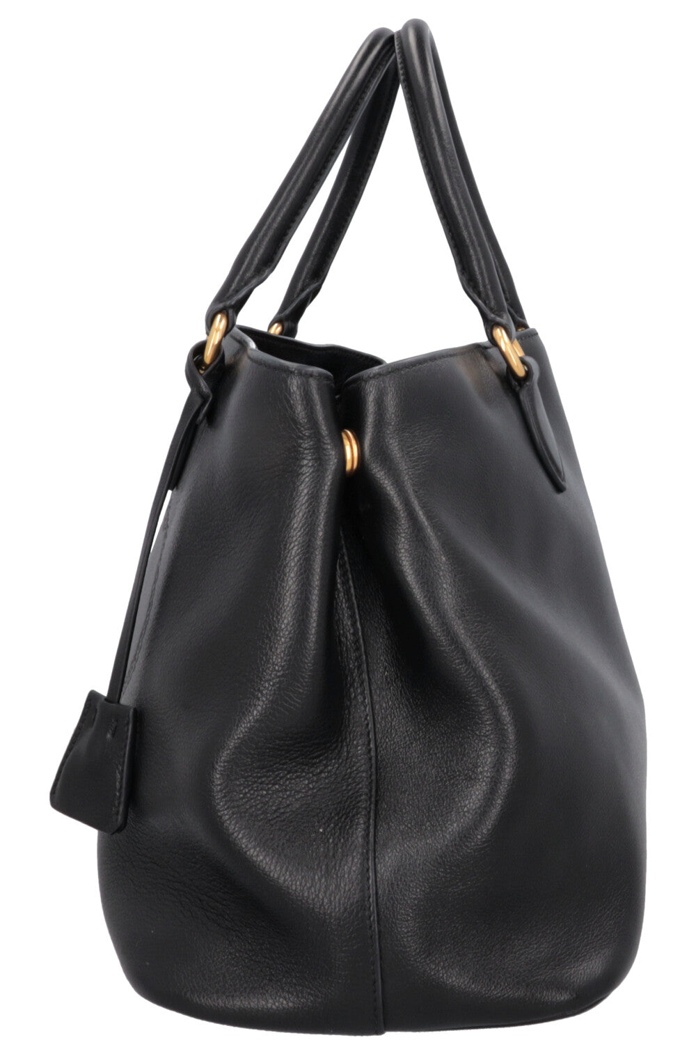 PRADA Logo Tote Bag Leather Black