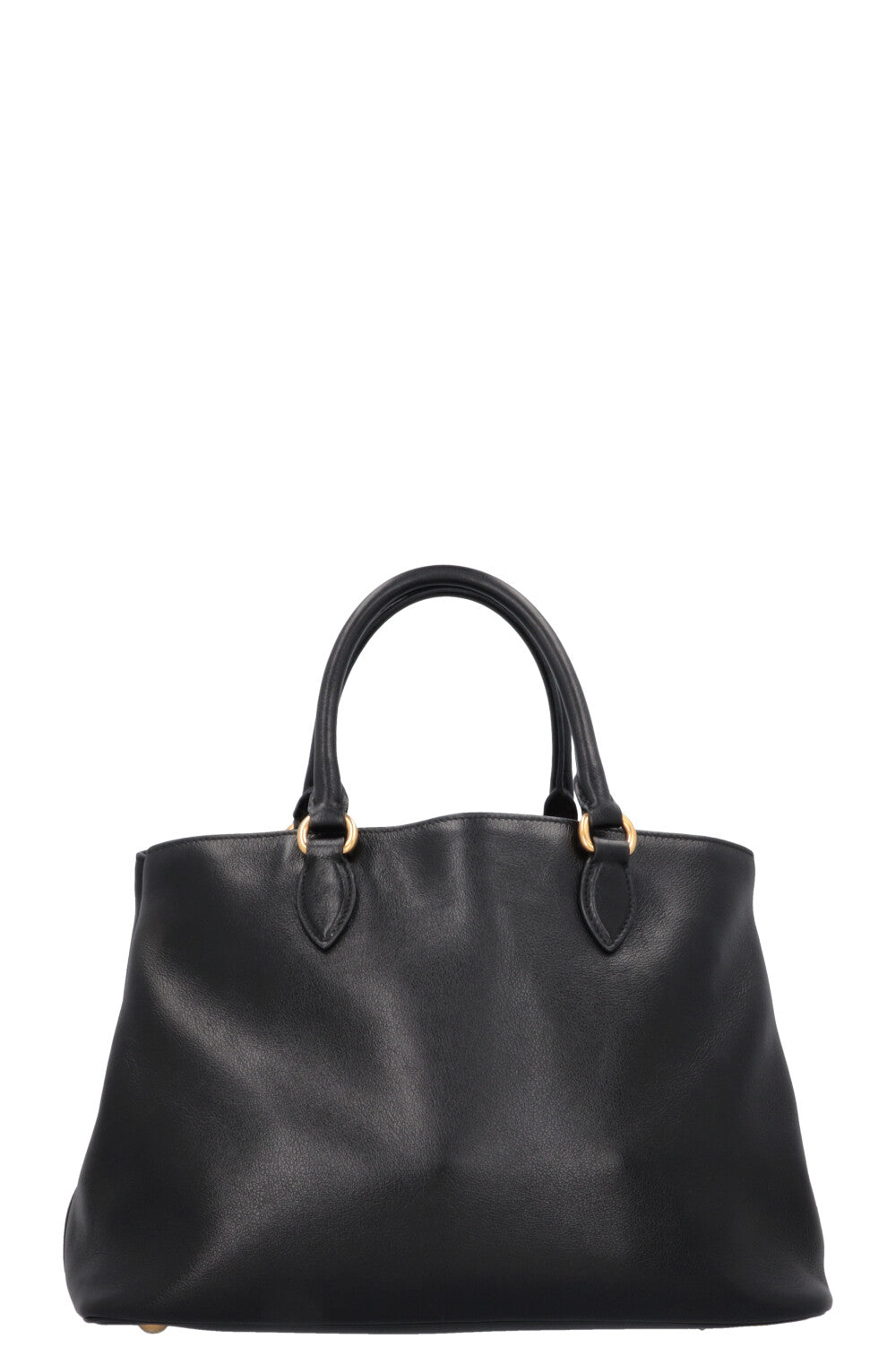 PRADA Logo Tote Bag Leather Black