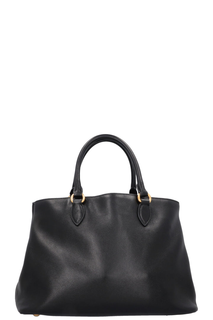 PRADA Logo Tote Bag Leather Black
