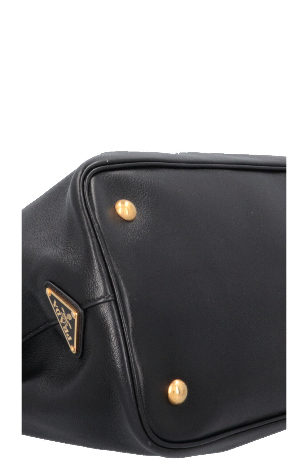 PRADA Logo Tote Bag Leather Black