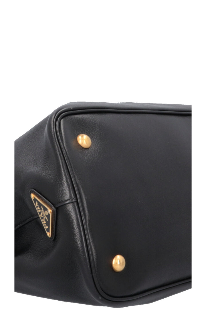 PRADA Logo Tote Bag Leather Black