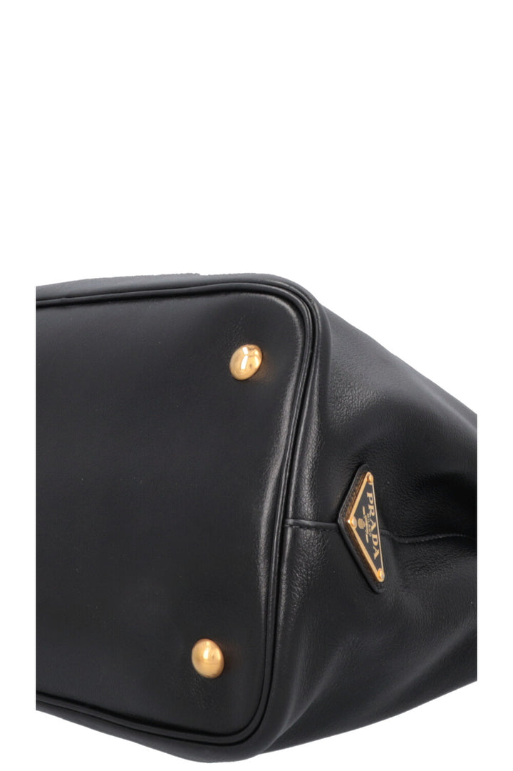PRADA Logo Tote Bag Leather Black