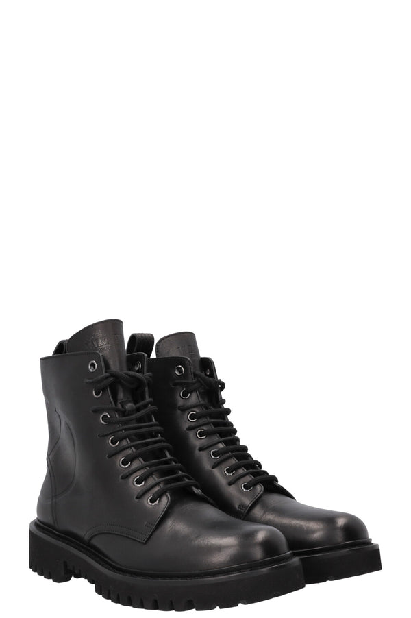 VALENTINO V Logo Lace Up Ankle Boots Black