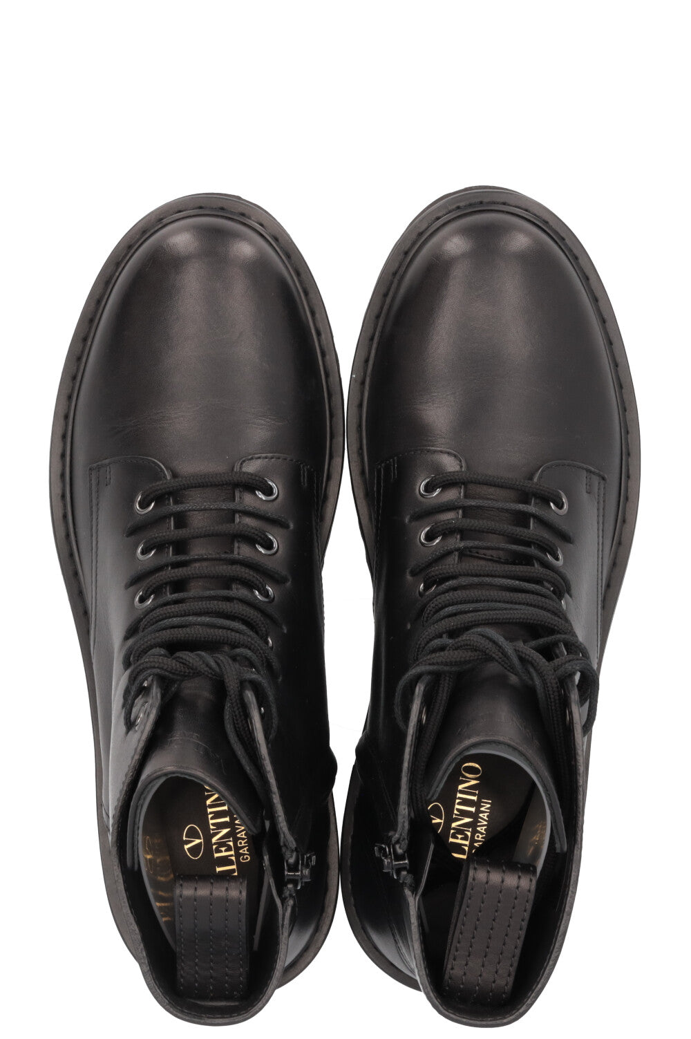 Bottines à lacets avec logo V VALENTINO noires