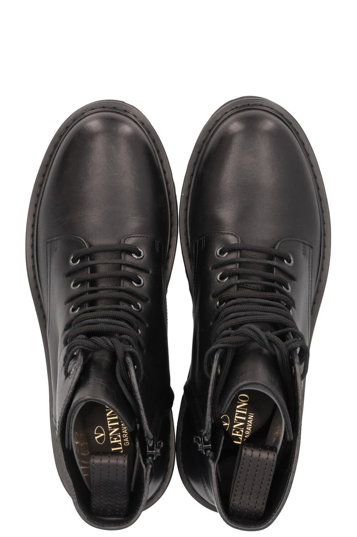 Bottines à lacets avec logo V VALENTINO noires