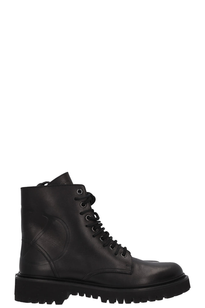 Bottines à lacets avec logo V VALENTINO noires