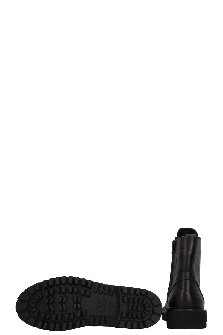 Bottines à lacets avec logo V VALENTINO noires