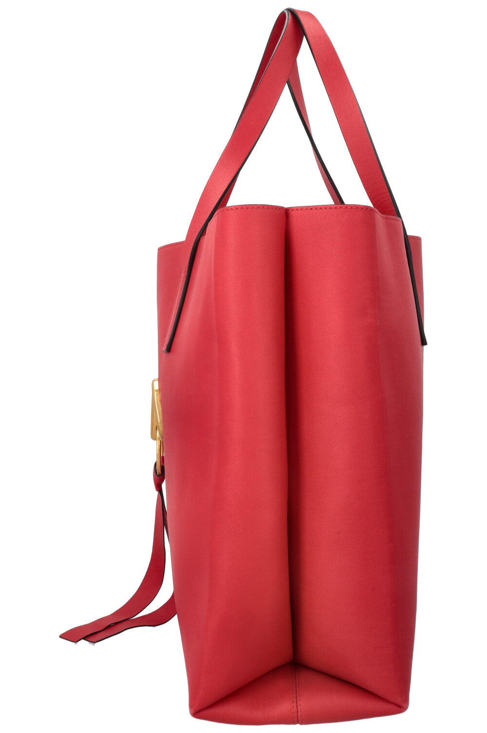 VALENTINO V Logo Tote Bag Leather Red