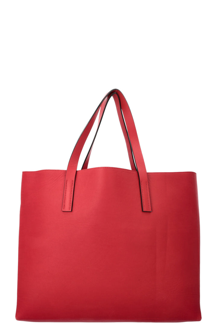 VALENTINO V Logo Tote Bag Leather Red