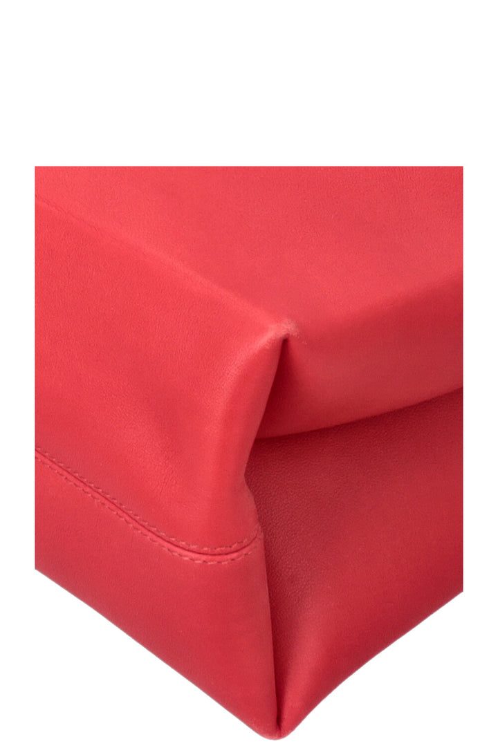 VALENTINO V Logo Tote Bag Leather Red
