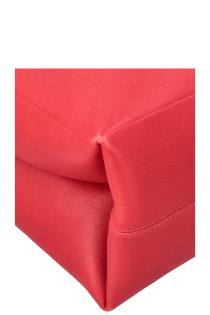VALENTINO V Logo Tote Bag Leather Red