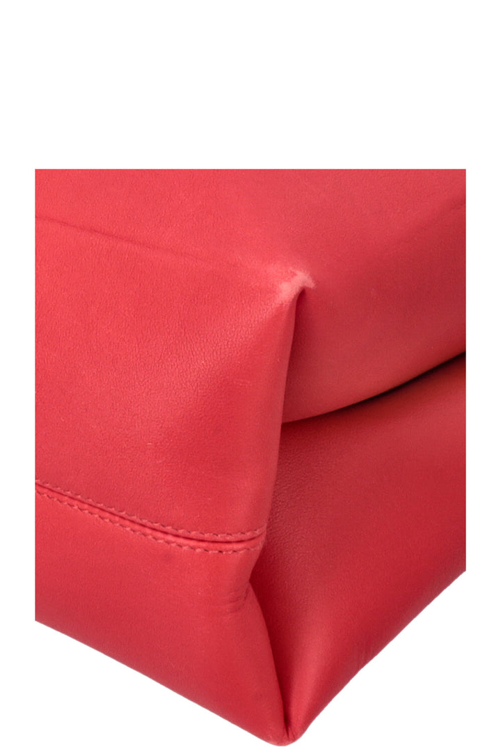 VALENTINO V Logo Tote Bag Leather Red