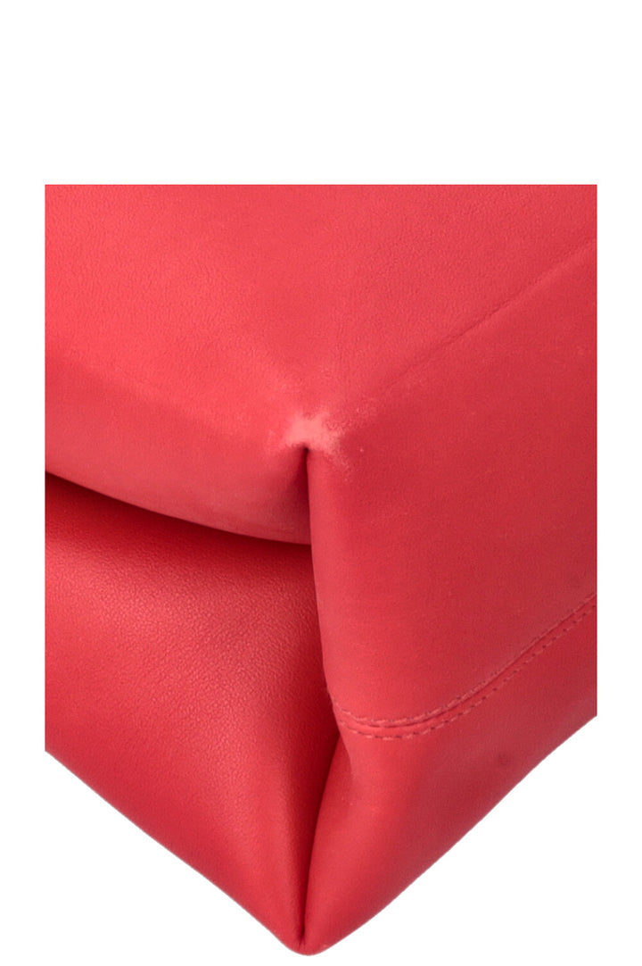 VALENTINO V Logo Tote Bag Leather Red