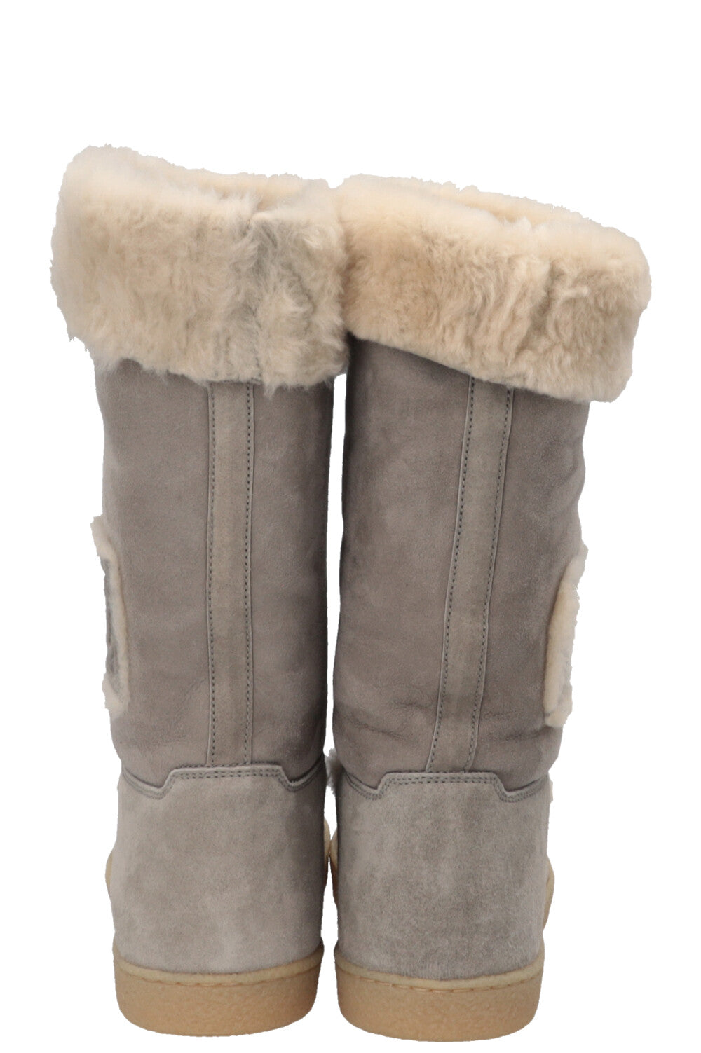 CHANEL CC Shearling Knee High Boots Suede