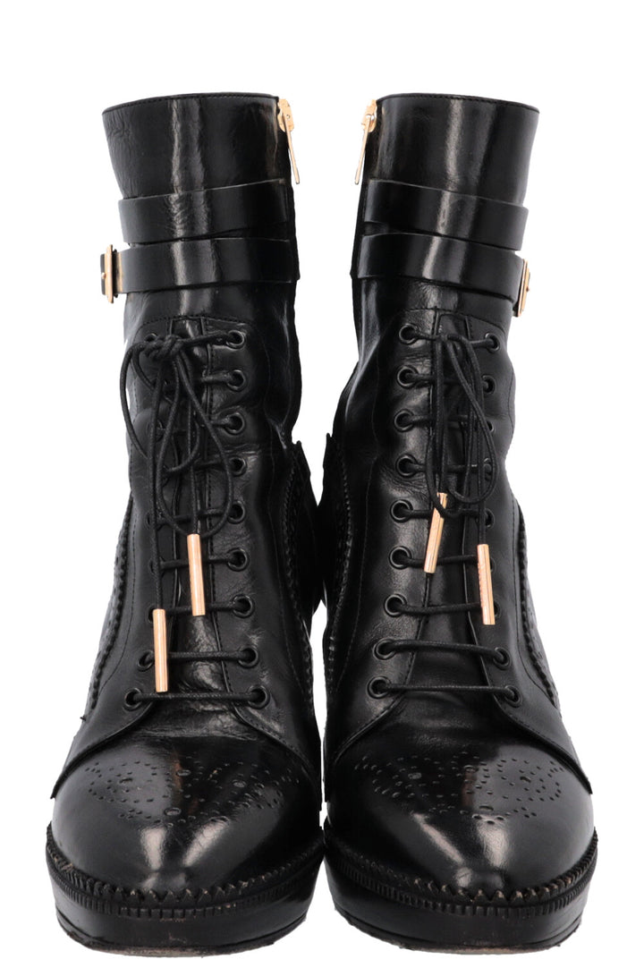 BURBERRY Brogue Manners 100 Platform Boots Black