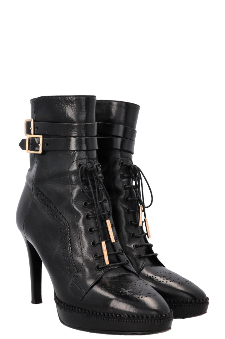 BURBERRY Brogue Manners 100 Platform Boots Black