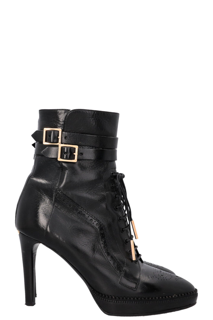 BURBERRY Brogue Manners 100 Platform Boots Black