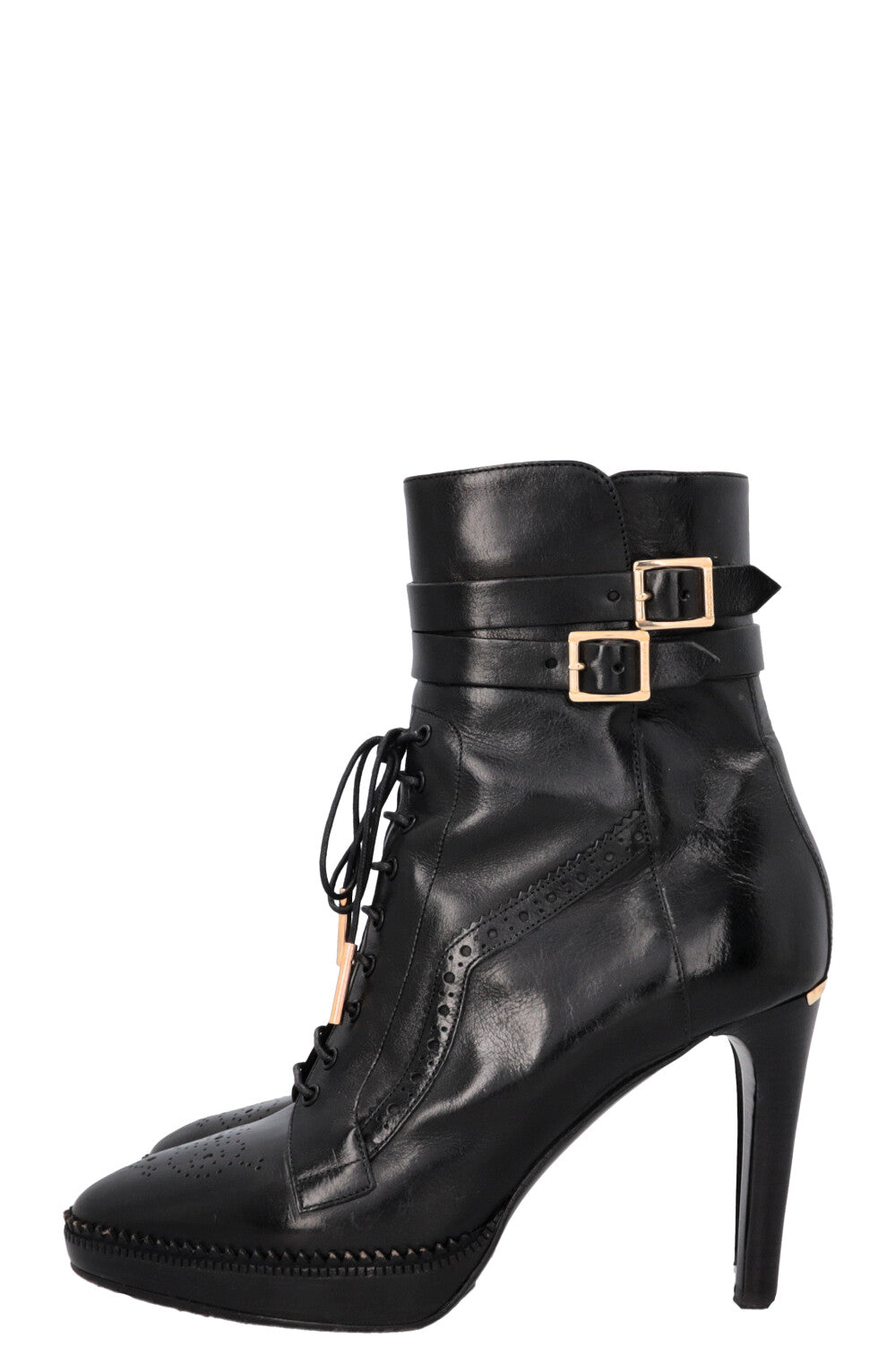 BURBERRY Brogue Manners 100 Platform Boots Black