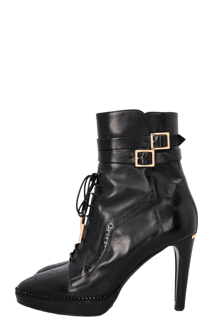 BURBERRY Brogue Manners 100 Platform Boots Black