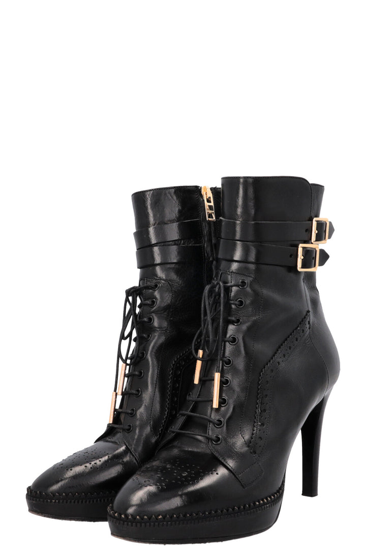 BURBERRY Brogue Manners 100 Platform Boots Black