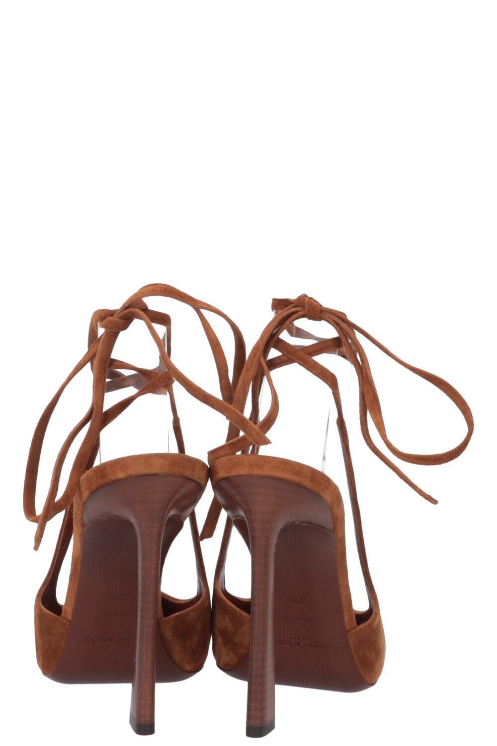 SAINT LAURENT Blade 105 Lace Up Heels Suede Brown – REAWAKE