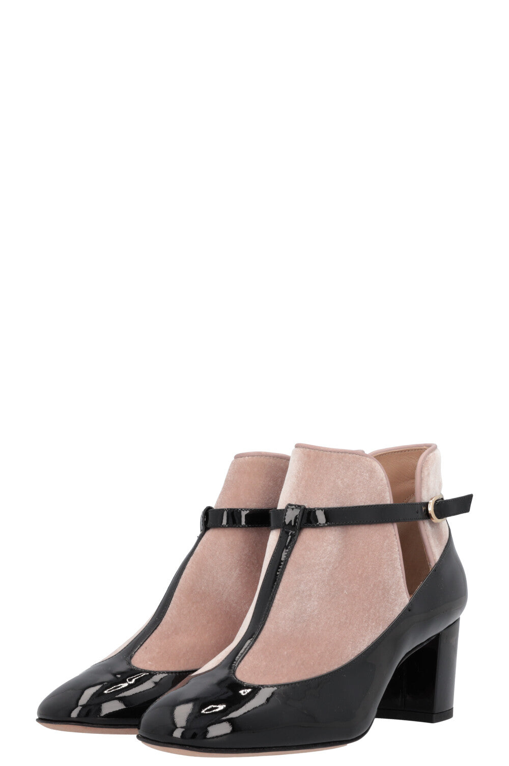 VALENTINO Mary Jane Heels Patent Velour Black Rose