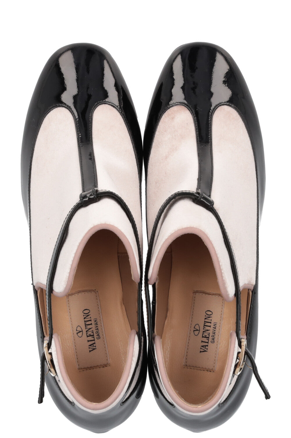 VALENTINO Mary Jane Heels Patent Velour Black Rose