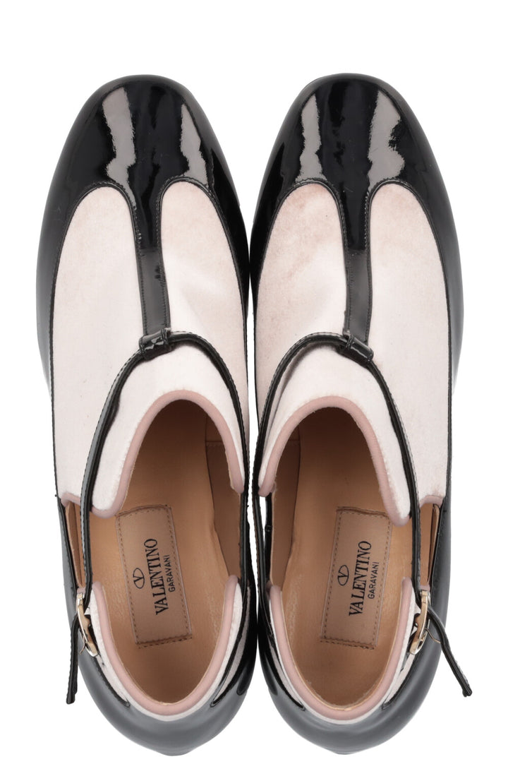 VALENTINO Mary Jane Heels Patent Velour Black Rose