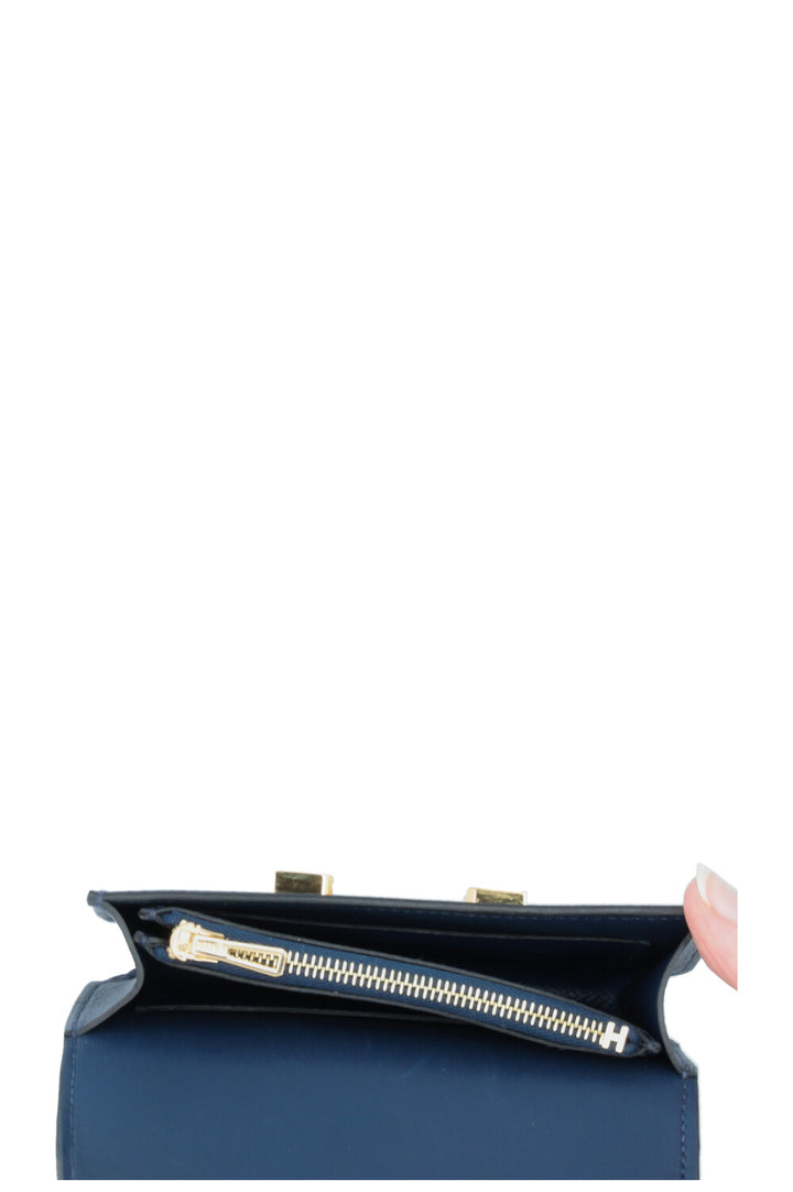 HERMÈS Constance Slim Wallet Epsom Bleu Nuit