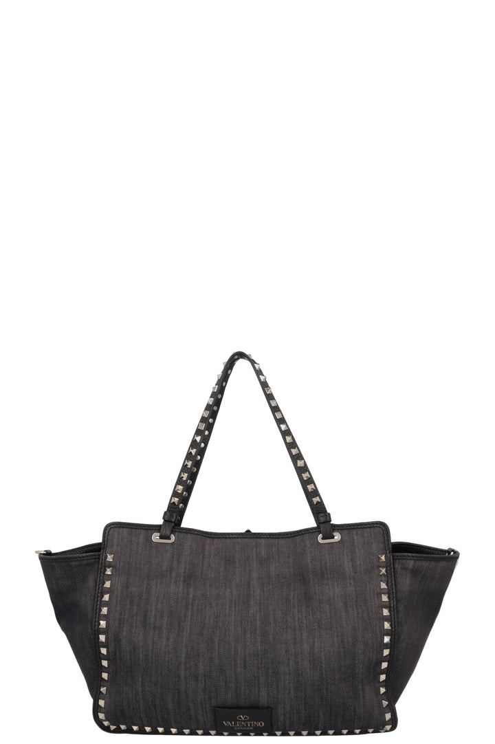 VALENTINO Small Rockstud Tote Bag Denim