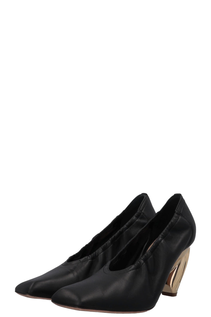 CHRISTIAN DIOR Golden Heel Sock Heels Black