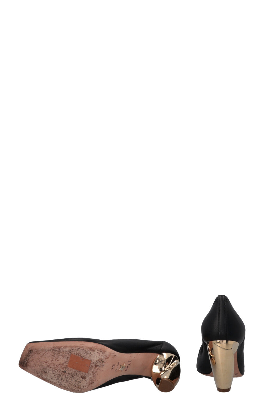 CHRISTIAN DIOR Golden Heel Sock Heels Black