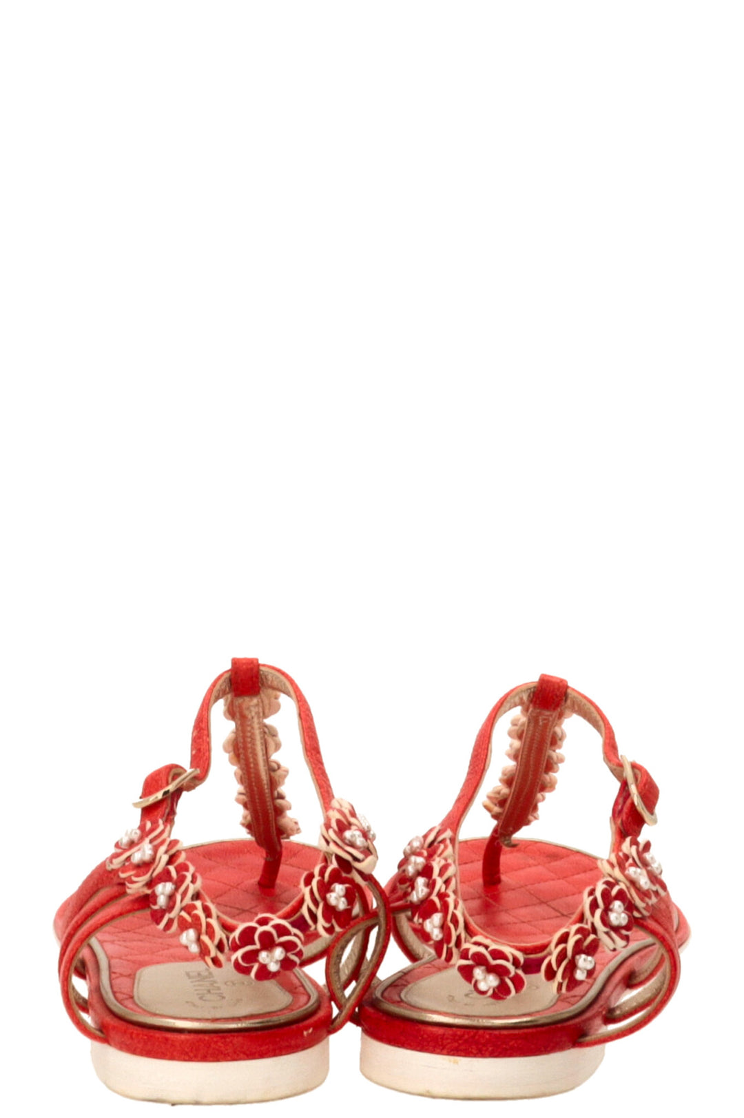 CHANEL Tongs Camélia Orange