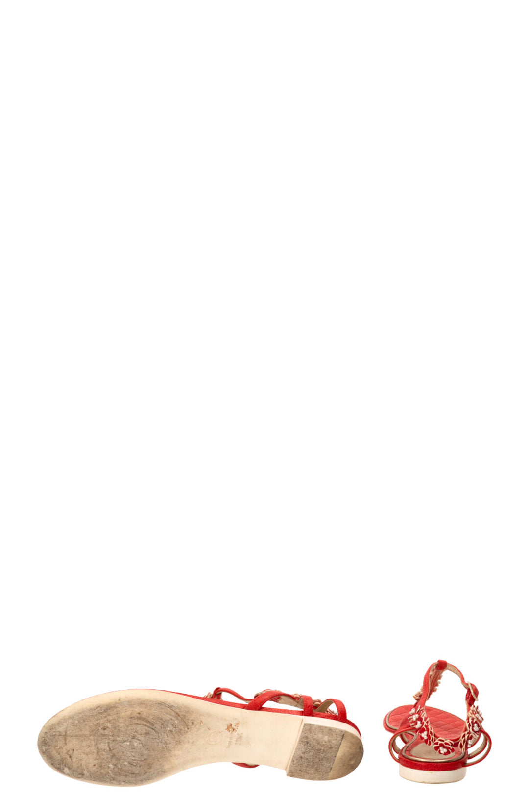 CHANEL Tongs Camélia Orange